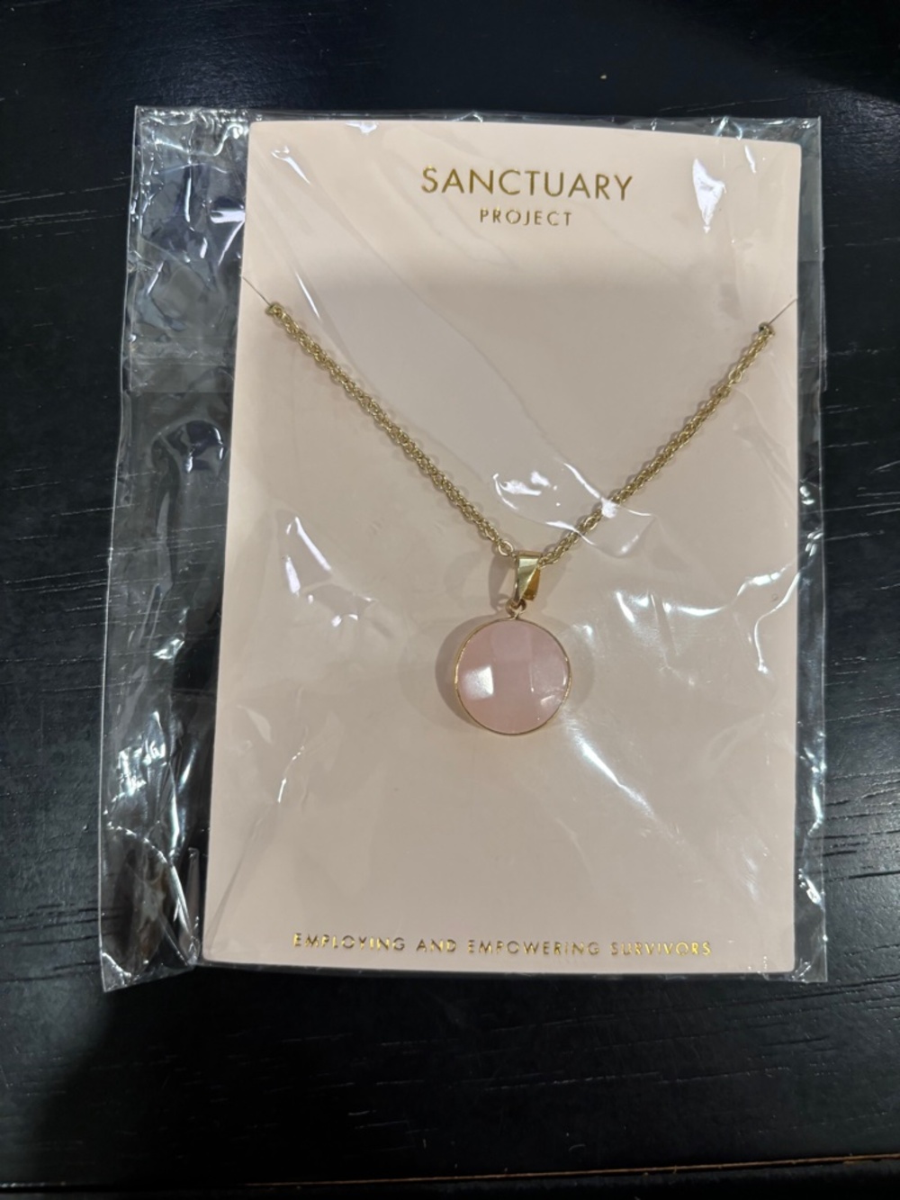 Sanctuary Project Gold Necklace Pink Stone Pendant Minimalist Jewelry